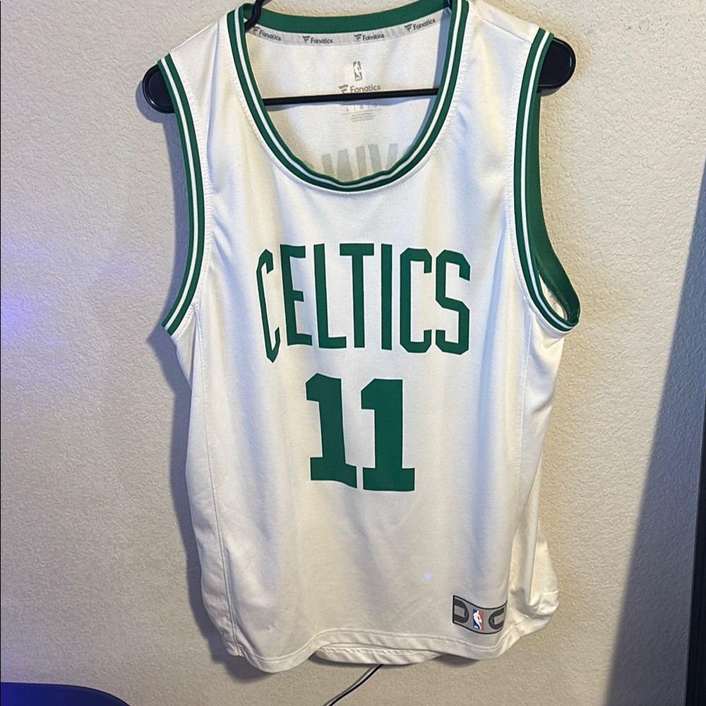 Fanatics White and Green Basketball Jersey
